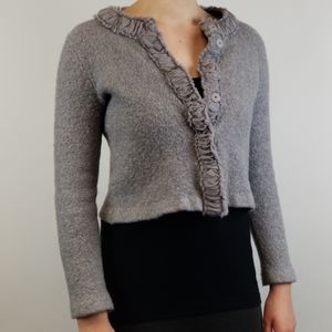 Boden Gray Boiled Wool Crop Jacket Size 2